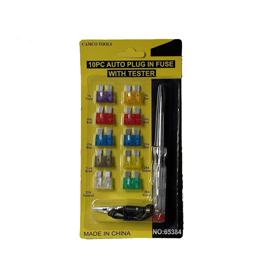 10PCS Car Insurance Fuse Kit Amplifier Clip Combination Car Blade Fuse Set with Inspection Circuit Electric Pen Fuse Repair Part