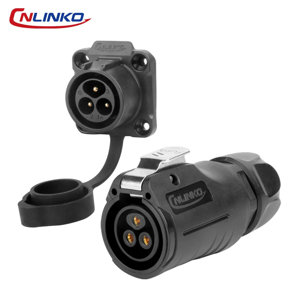 CNLINKO M20 PBT IP68 Waterproof Connector Upgraded LP20 2 3 Pin Circular Plug Socket Industrial Electrical Power Cable Connector