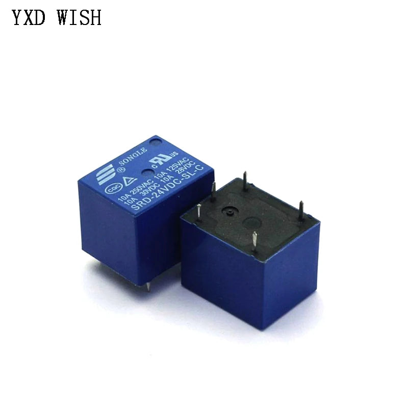 100pcs DC 5V 12V 24V 5Pin Relay SRD-05V/12V/24VDC-SL-C 10A 250VAC Mini Power Relay SRA- 05VDC 12VDC 24VDC-CL 20A 5Pin Relays