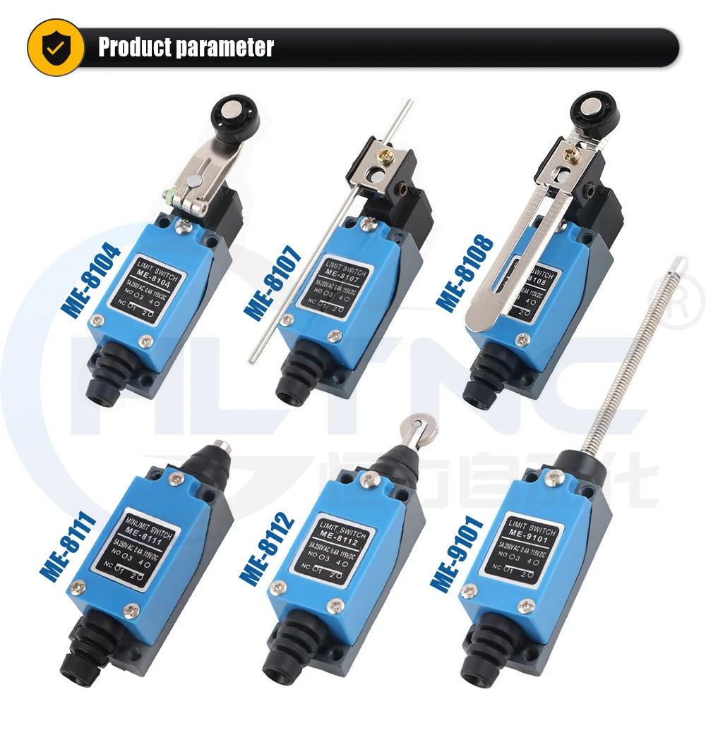 HLTNC 10PCS ME8108 250V 5A Momentary Roller Arm Type AC Mini Micro Limit Switch With 1NO 1NC For CNC Milling Laser Plasma Router