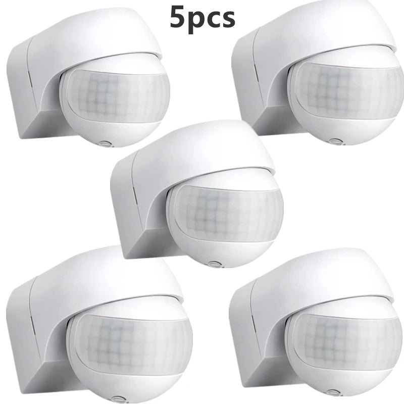 3/5 Pcs Outdoor Infrared Long Motion 110v~230v Wall Switch PIR Detectors LED Sensor Waterproof Timer 180 Light Motion Sensor
