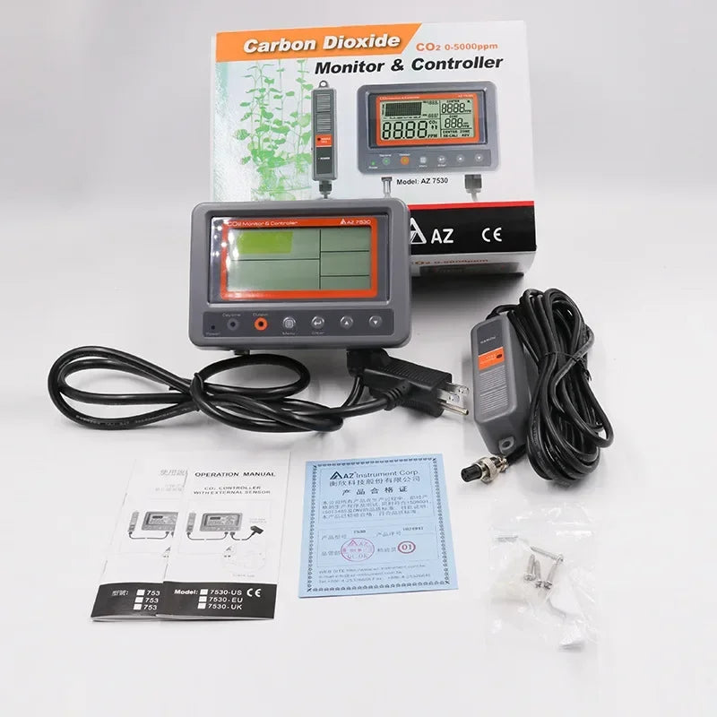 high precision Digital Wallmount Carbon Dioxide CO2 Controller IAQ Monitor w/ Relay Function & NDIR Sensing Probe for Green Hous