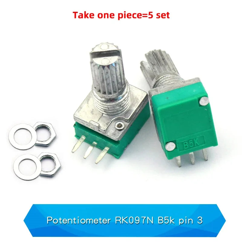 5PCS RK097NS G Single Double Potentiometer B5K/10K/20K/50K/100K Power Discharge Bit Speaker Audio