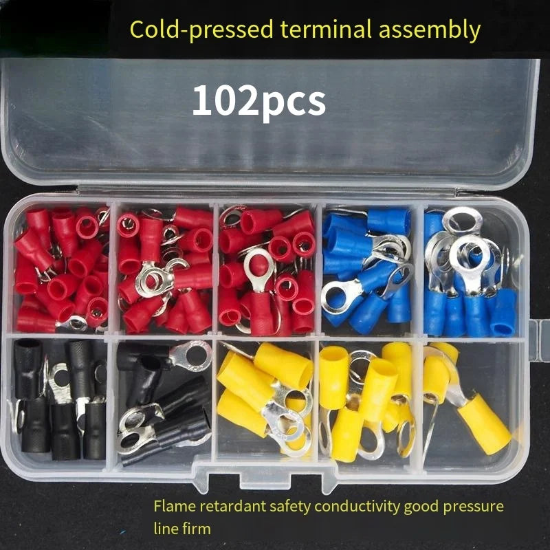 102/280/300/480PCS Insulated Cable Connector Wire Crimp Spatula Butt Ring Fork Kit Ring Lug Rolled Terminal Kit
