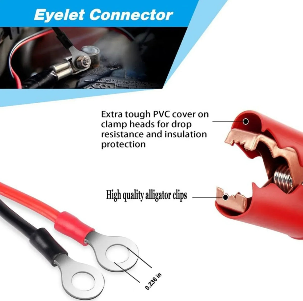 30A Fuse Battery Alligator Clip For Car Extension Cord Quick-Release Adapter Disconnect For Car Motorcycle Battery Clamp Cable