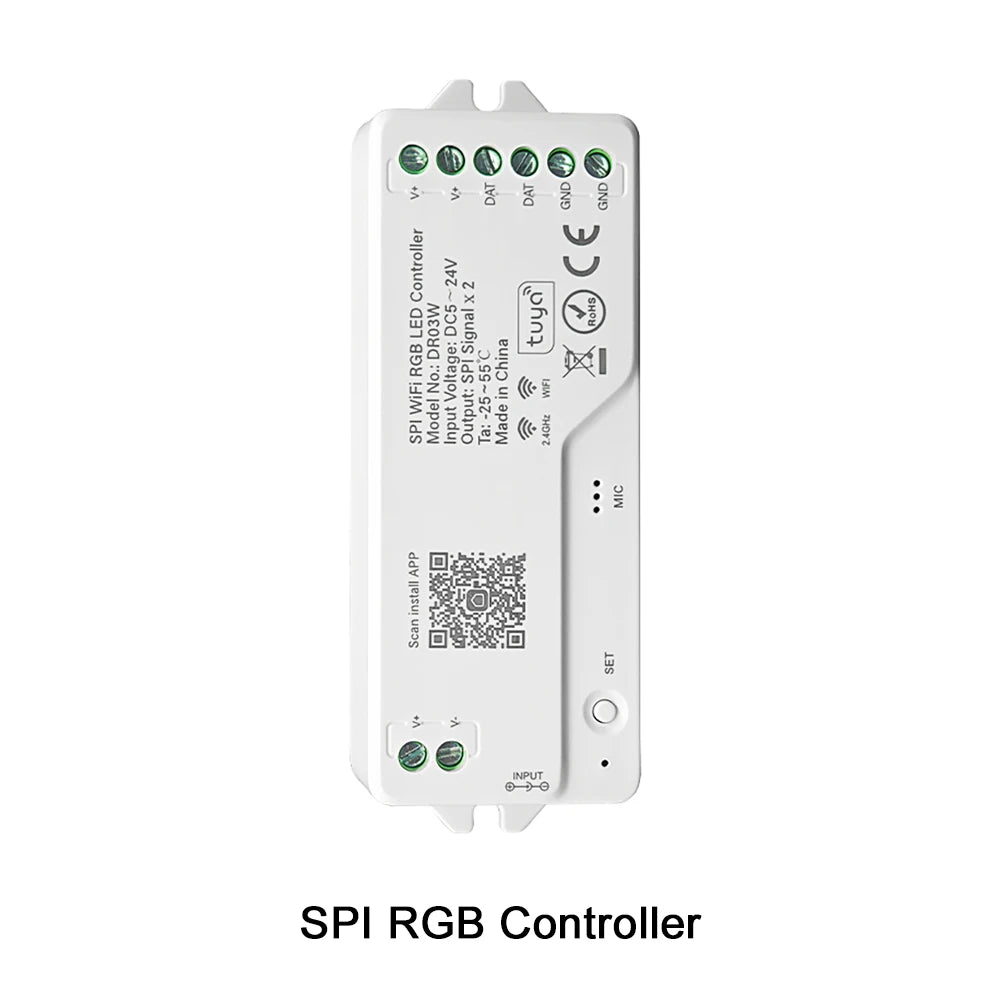 Tuya Wifi SPI RGB Controller DR03W RGBW DR04W For WS2812B WS2811 Addressable LED Strip Light Alexa Google Voice Control