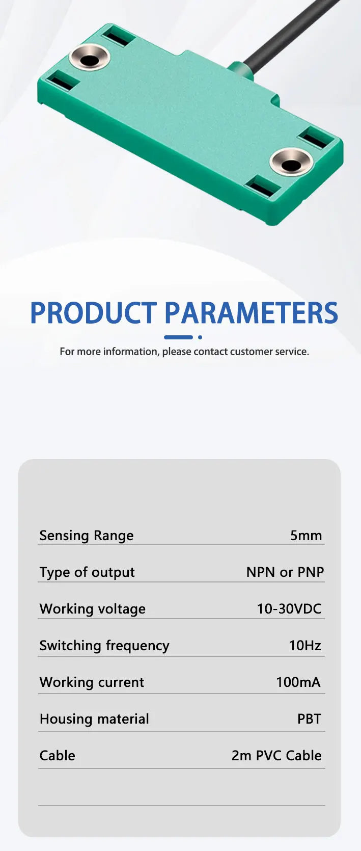 CBN5-F46-E0 NPN or PNP 10-30VDC 2-10mm Detection DistanceFlat Housing Capacitive Proximity Switch Sensor