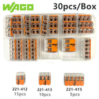 10/30/33pcs Original WAGO 221-412 221-413 221-415 Quick Wiring Terminal 0.14-4mm² AWG24-12 2/3/5 Holes 450V Lever Wire Connector