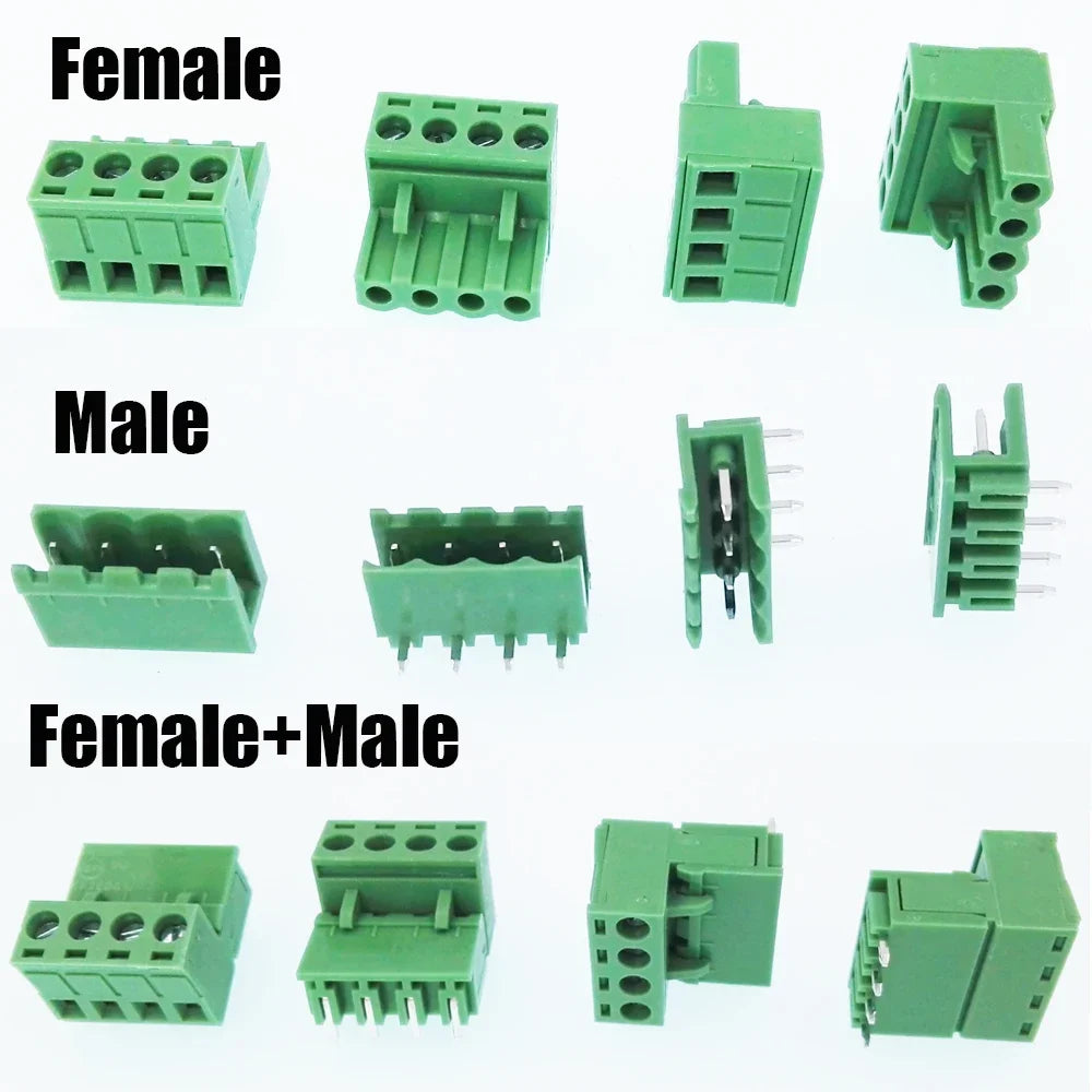 100pcs/50pairs 5.08mm Plugin Female Plug Receptacles Right Angle Straight Male Wafer 2EDGK 2EDGR/2EDGV PCB Wire Terminal Block
