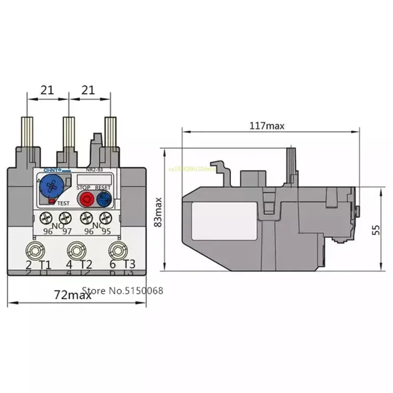 CHNT NR2-93/Z 30-40A 37-50A 48-65A 55-70A 63-80A 80-93A Thermal Protection Overload Relay For CJX2 40A 50A 65A 70A 80A 63A
