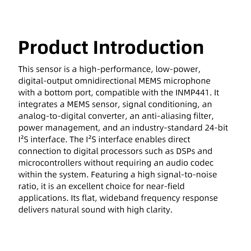 MS3625 I2S MEMS Microphone Module High Anti-Interference Left Right Channel for ESP32 DSP Smart Voice Audio Development