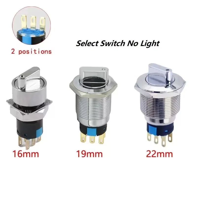 16/19/22mm, Metal Rotary Switch, Selected Toggle Switch With LED 12-24V, 2 Positions / 3 Position Waterproof