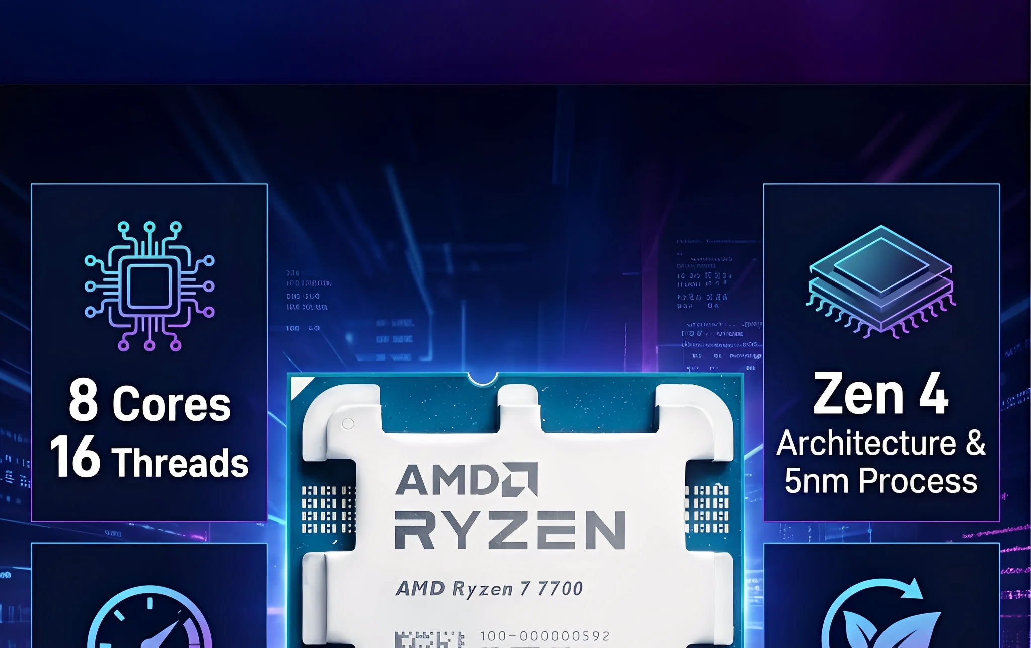 Used R7 7700 AMD Ryzen 7 7700 3.8GHz CPU processor 8-Core 16-Thread 5NM L3=32M 100-000000592 Socket AM5