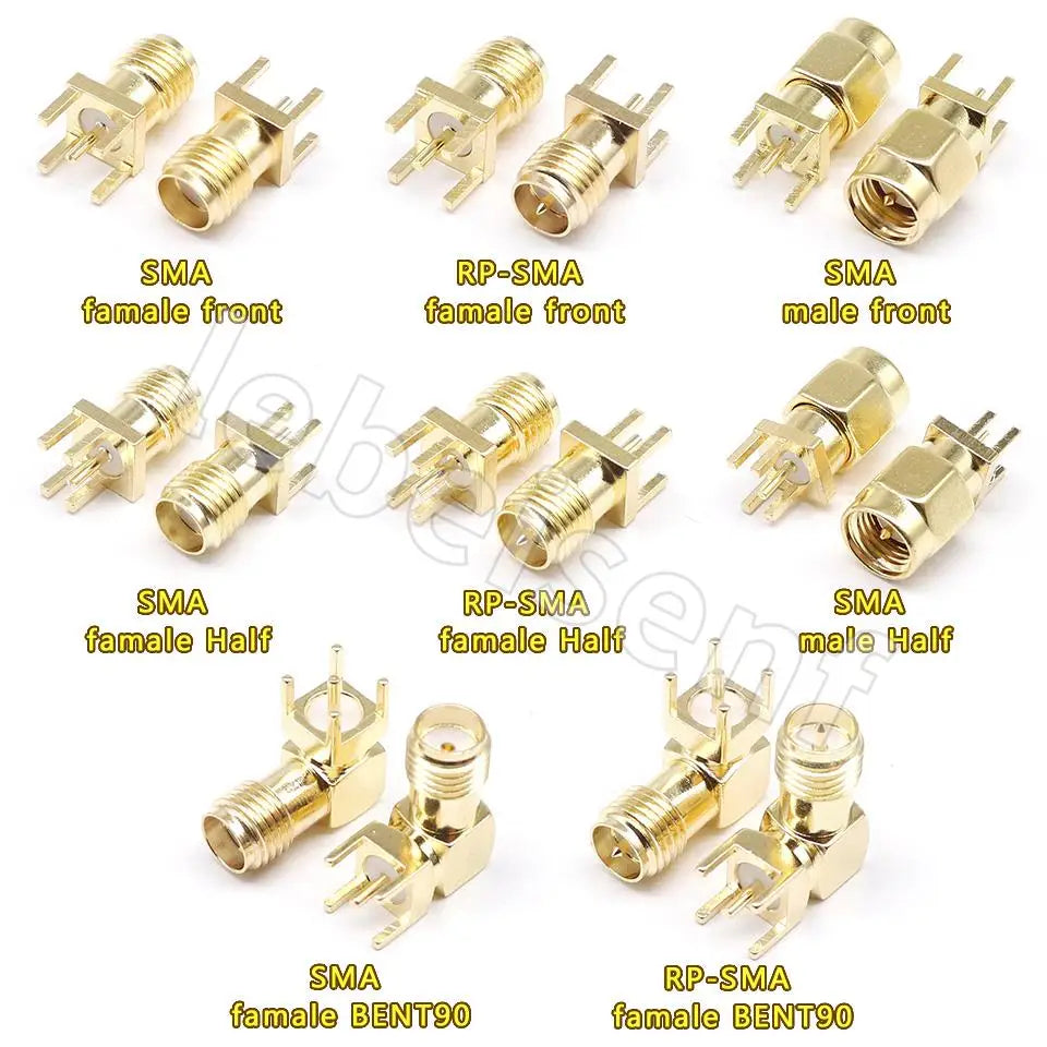 SMA Female Jack Male Plug Adapter Solder Edge PCB Straight Right angle Mount RF Copper Connector Plug Socket