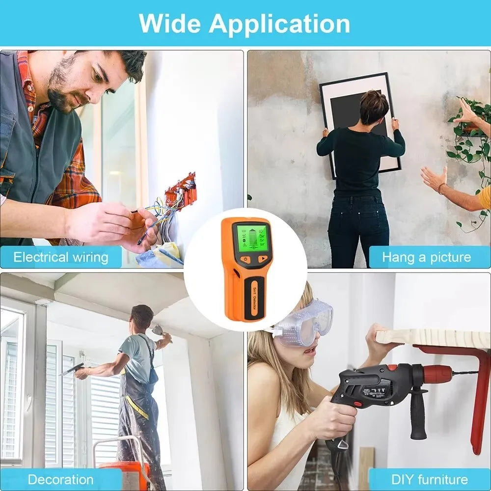HW430 5in1 Wall Stud Detector LCD Display Multifunctional Handheld for Wood AC Wire Cable Metal Detector Electric Wall Finder