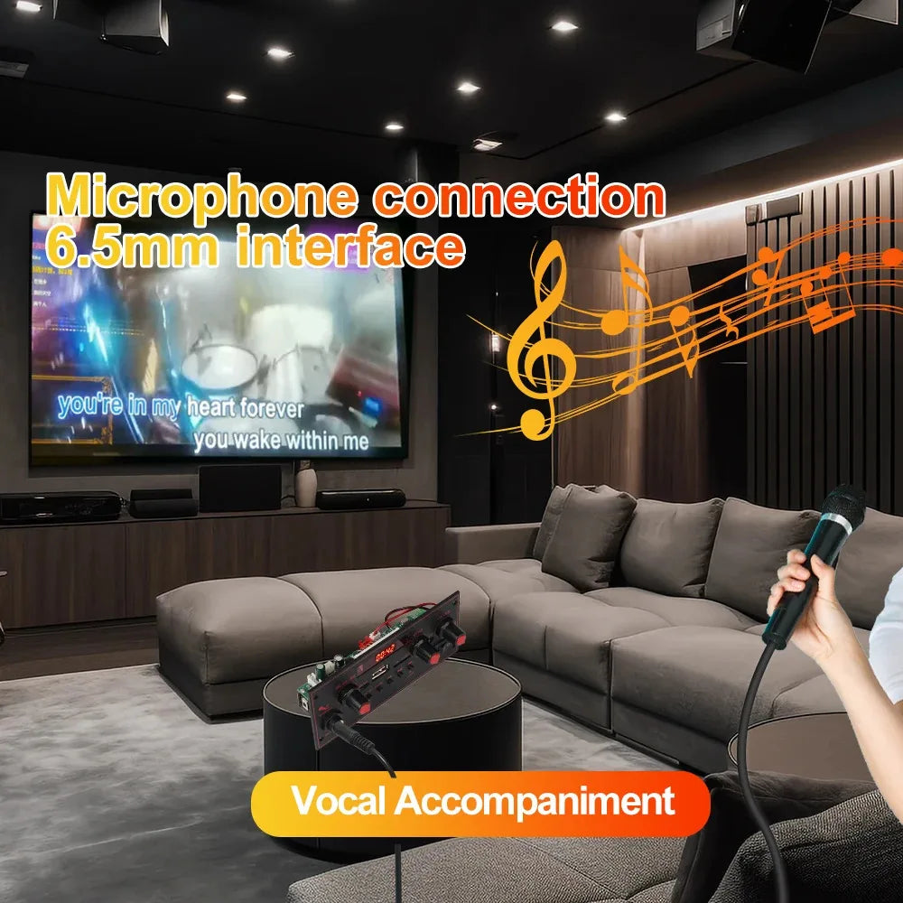 2*10W Bluetooth 5.0 MP3 Decoder Board 20W Amplifier Audio Player 5V DIY MP3 Player Car FM Radio Module TF USB Mic Record