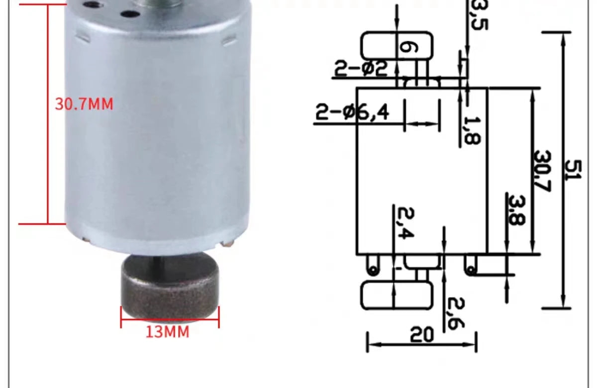 High Speed 6000rpm/8500RPM Strong Vibration 6V 12V 24V DC Vibration Motor For Micro Massage Eccentric Industrial Small Motor