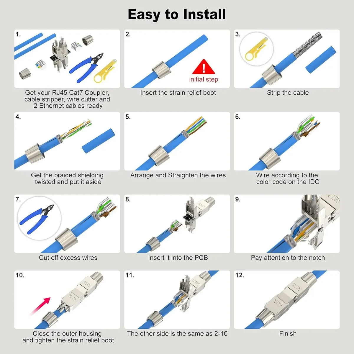 1-3PCS Tool-Free RJ45 Coupler Shielded CAT7 CAT6A Ethernet Connector Cable Extender Zinc Alloy Ethernet Termination Plugs