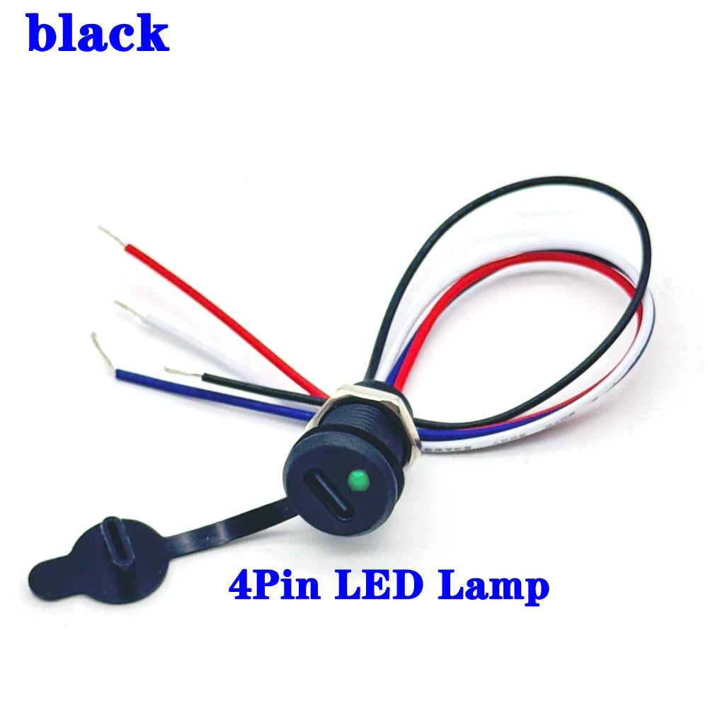 USB Type C 4 P With IC Input type Charging Socket With LED lights Plate Waterproof USB-C Power Port TYPE-C Female Connector Jack