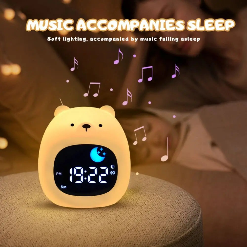 Animal-Shape Alarm Clock Light Adjustable Pat Control Touch Night Light Small Ornaments Home Decor Sleep Training Clock Toddler