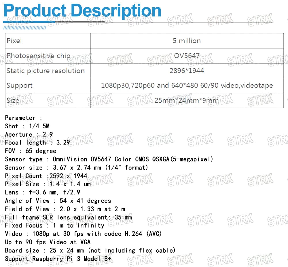 Raspberry Pi 3 Model B+ Camera Module 1080p 720p Mini Camera 5MP Webcam Video Camera compatible for Raspberry Pi 2 Model B