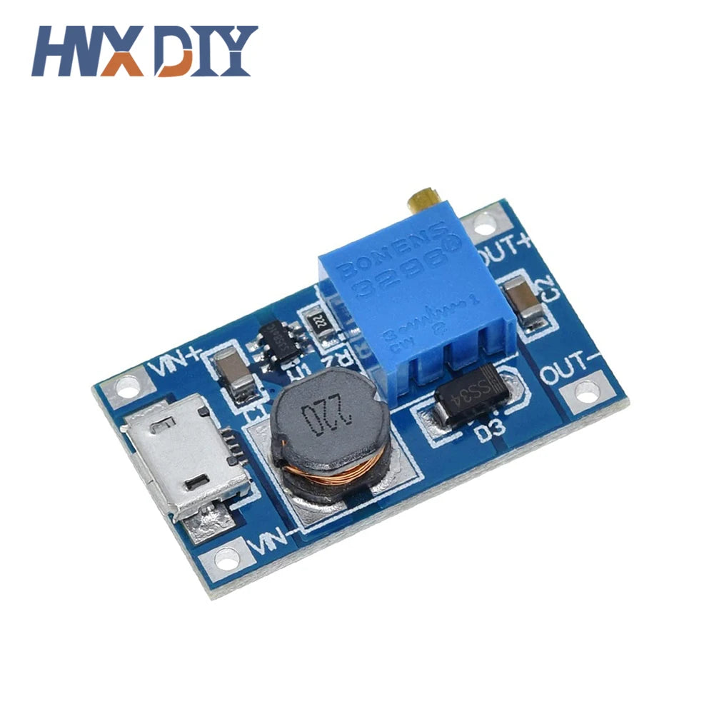 1-10pcs MT3608 DC-DC Adjustable Boost Module 2A Boost Plate Step Up Module with MICRO USB 2V-24V to 5V 9V 12V 28V