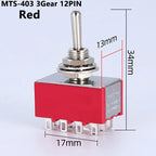1 PCS,12Pin,Toggle Switches,Red,2/3 Position,ON-ON DPDT Mini Toggle Switches,6A/125V-2A/250V AC,MTS-402,Push Button Switch