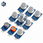 MQ Series Gas Detection Sensor Module Kit - Includes MQ-2, MQ-3, MQ-4, MQ-5, MQ-6, MQ-7, MQ-8, MQ-9, and MQ-135 for Gas Sensing