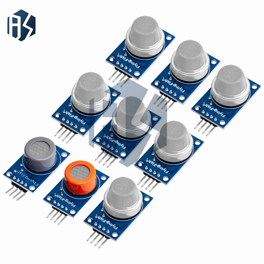 MQ Series Gas Detection Sensor Module Kit - Includes MQ-2, MQ-3, MQ-4, MQ-5, MQ-6, MQ-7, MQ-8, MQ-9, and MQ-135 for Gas Sensing