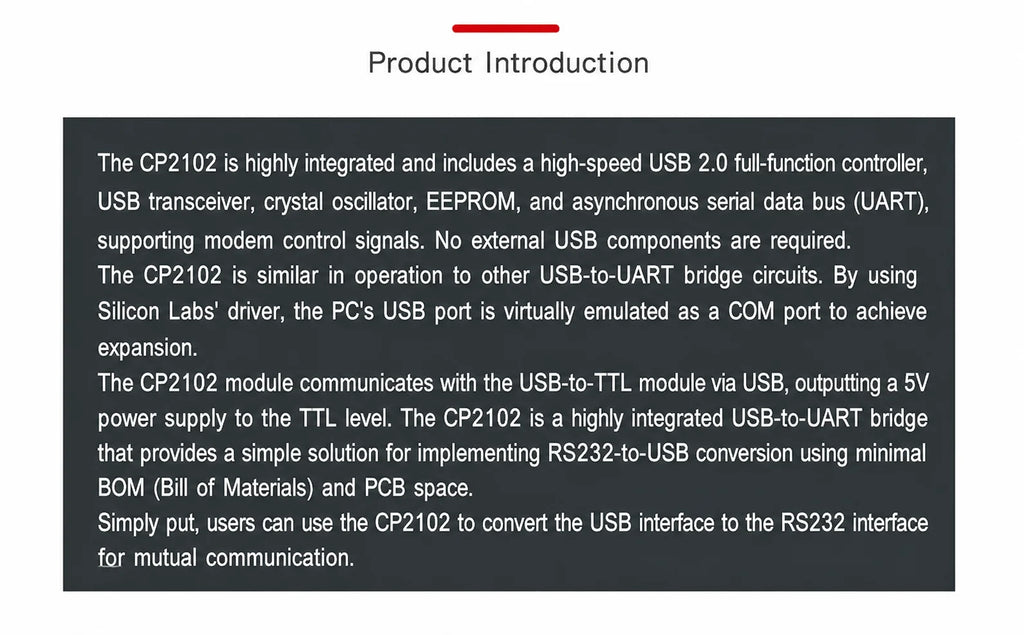5pcs CP2102 USB to Serial UART Downloader Flasher Board USB to TTL Module USB Interface