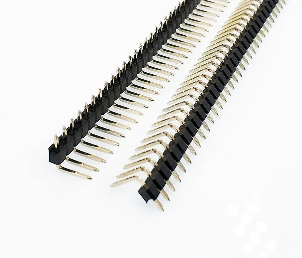 10pcs 2.54mm 1x40P Right Angle Extend Extra Long B6-12mm 90d R1 R2 Gold plated Single Row Cuttable PCB Male RA Pin Header Jumper