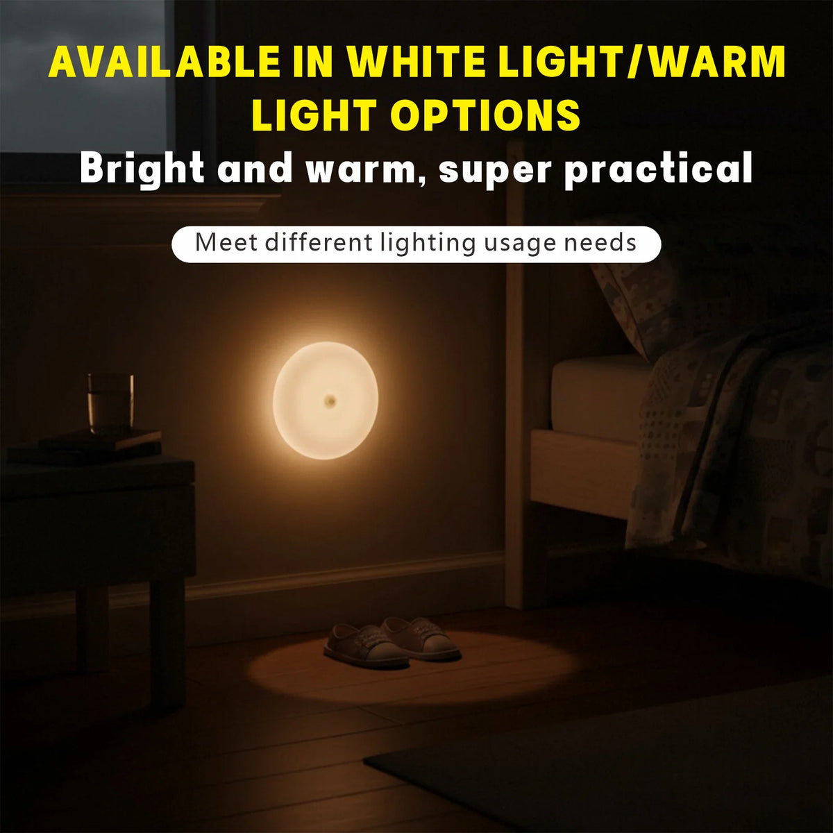 Motion Sensor LED Magnetic Night Light, 1/2 Pack Wireless Rechargeable Night Light, Auto On/Off for Bedroom, Wardrobe, Hallway