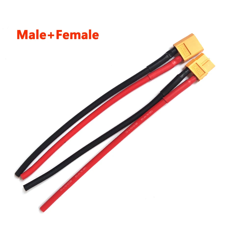 XT60 Male Female Connector Plug Set with Silicone Insulation 12AWG/14AWG Battery Extension Cable for RC Lipo Batteries And Drone