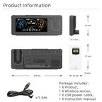 Digital Weather Projection Alarm Clock In/Outdoor Color Screen Temperature Humidity Meter Barometer Wireless Forecast Sensor