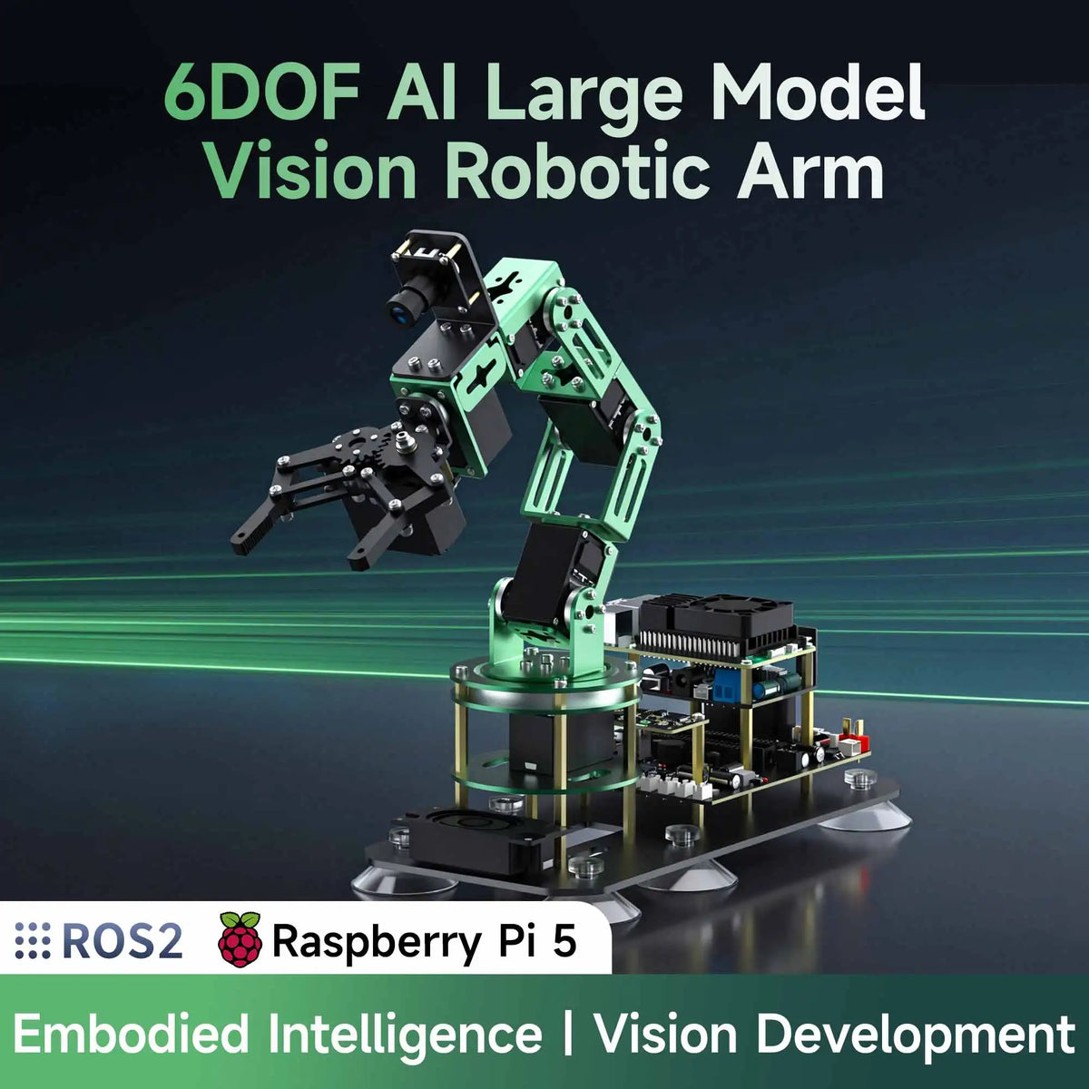 DOFBOT Raspberry Pi 5 Smart Robotic Arm DIY Electronic Kit AI Large Model Vision 6DOF Robot Support ROS2 Development