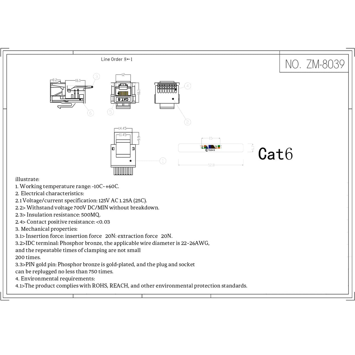 Natalink Cat6 RJ45 Toolless Keystone Ethernet Module Female Jack Network Punch Down Connector (Not Compatible with Patch Panel)