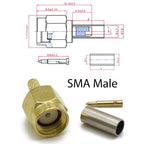 SMA RP SMA Male Plug Female RF Coax Connector Crimp for RG174 RG316 RG178 RG179 LMR100  Cable Brass Gold Plated High-quality