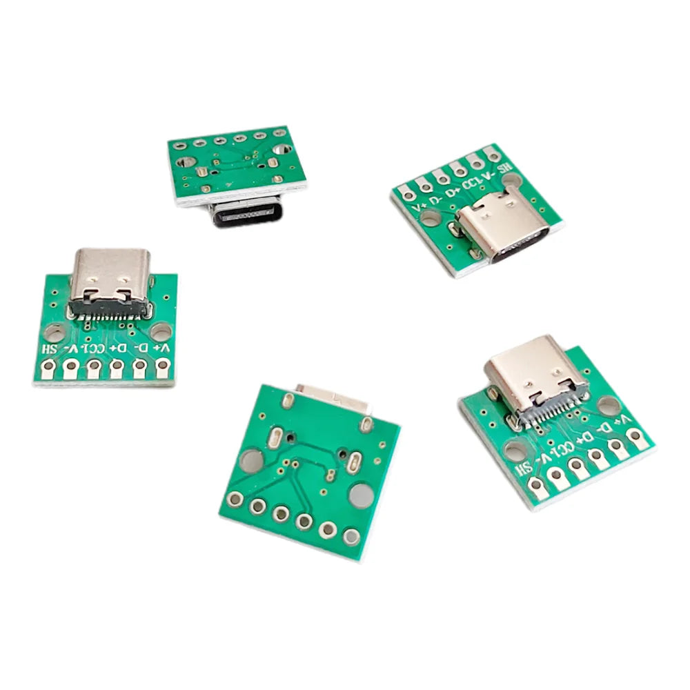 5/10/20pcs USB Type-C Female Test PCB Board Adapter Type C 6Pin 2.54mm Connector Socket For Data Line Wire Cable Transfer