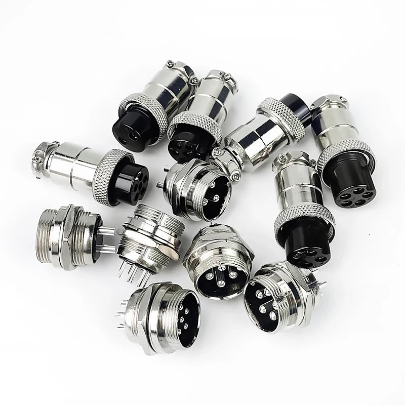 GX12 GX16 GX20 Aviation Connector 2 3 4 5 6 7 8 9 10 12 Pin Male Female Circular Metal Cable Plug Panel Mount Socket Industrial
