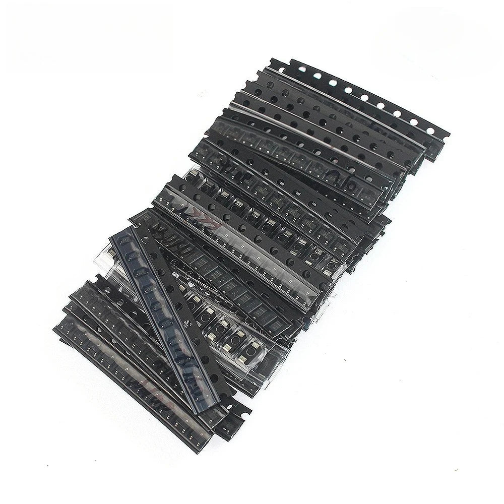 350Pcs SMD Transistor & Diode Assorted Kit 1N4148/M1/S901x/S8550/S8050/2N2222/2N3904 SOT-23 PNP/NPN for Electronics Repair