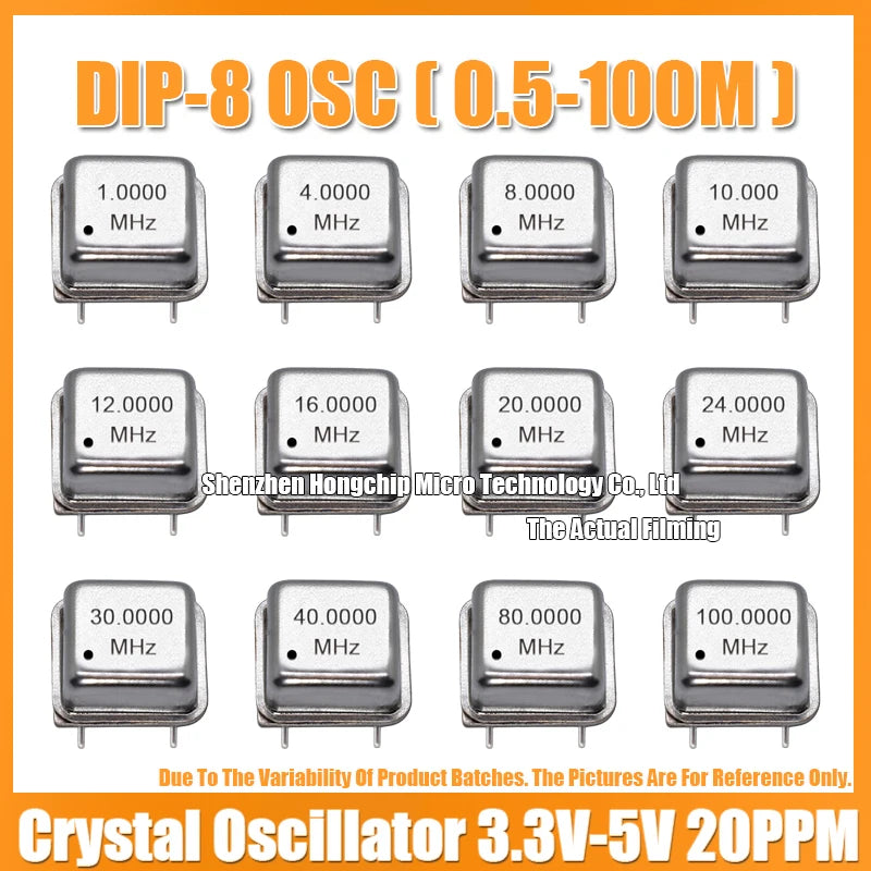 (2PCS) DIP-8 16M 16MHZ 16.000MHZ OSC 4PIN Half Size Active Square Crystal Oscillator 3.3V-5V-Compatible 15PF 20PPM