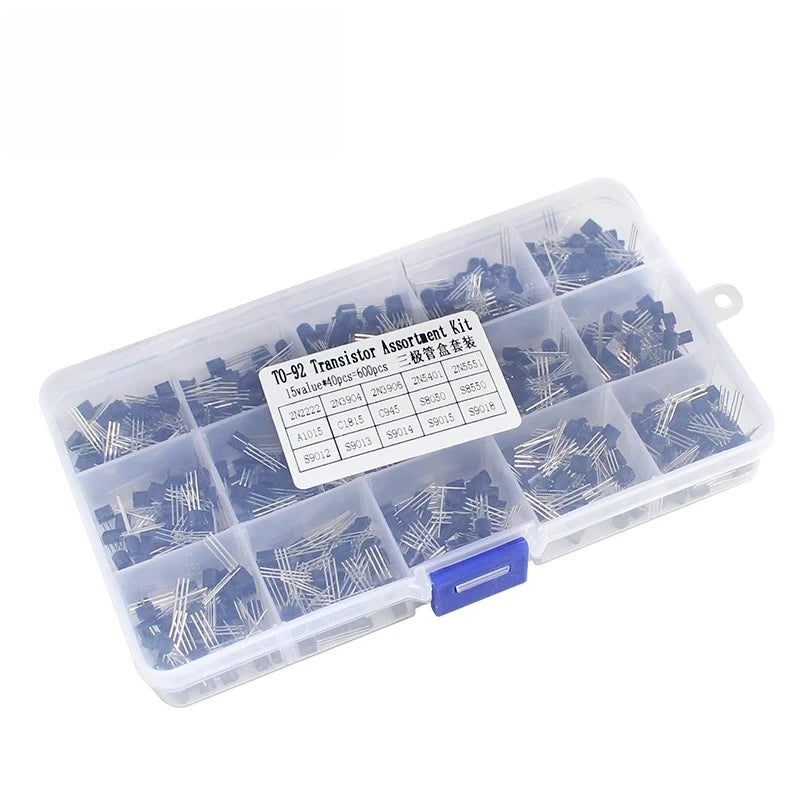 200-900PCS/BOX TO-92 Transistor Assortment Set BC547 BC327 BC337 2N2222 3904 3906 C945 PNP/NPN Transistors DIY Electronics Kit