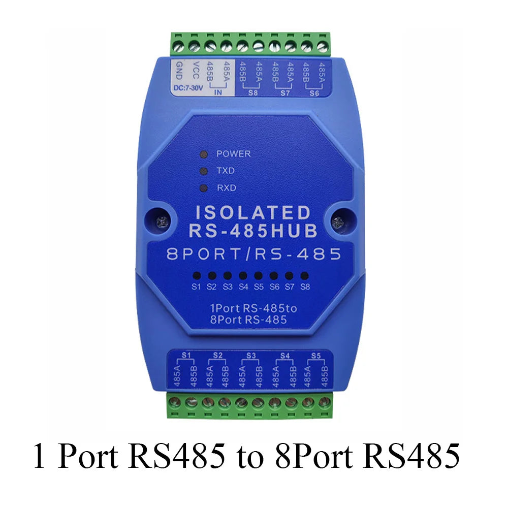 RS485 Repeaters Module Magnetic Coupling Isolated 1 Port RS485 to 2 4 8 Port RS485 HUB Concentrator Industrial Anti-Interference