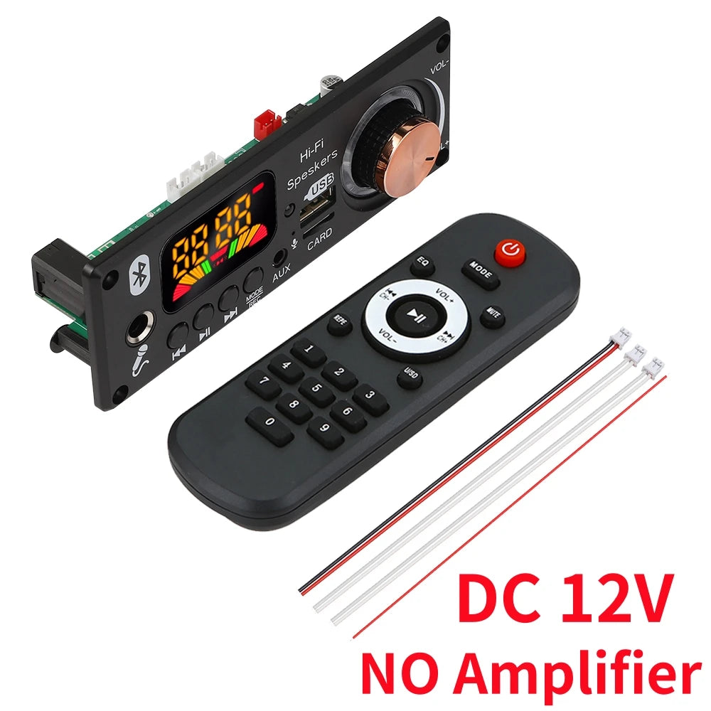 160W Amplifier Bluetooth 5.1 MP3 Decoder Board 2*80W Audio Player 12V DIY MP3 Player Car FM Radio Module TF USB Mic Record Call