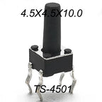 50PCS 4.5X4.5MM 4Pin DIP H=3.5/3.8/4.0/4.3~12mm 12V Tiny Button Tact Switch 260GF Momentary Tactical Push Button Parts Repair