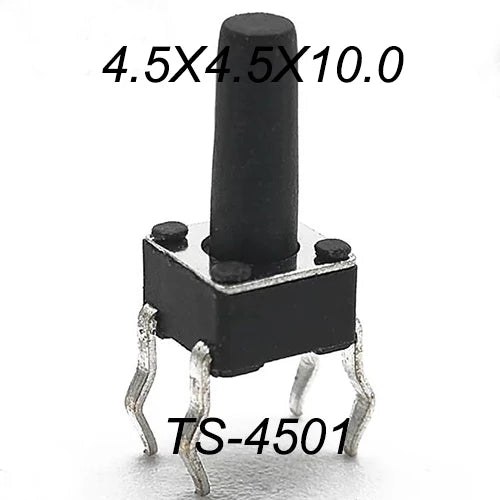 50PCS 4.5X4.5MM 4Pin DIP H=3.5/3.8/4.0/4.3~12mm 12V Tiny Button Tact Switch 260GF Momentary Tactical Push Button Parts Repair
