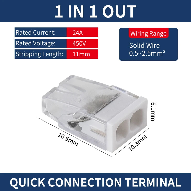 50Pcs Mini Quick Push in Connectors Hard Stainless Easy Electrical Splicing Terminal Blocks 2 3 4 5 6 8 Ports
