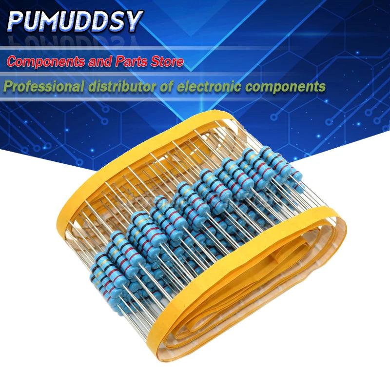 60PCS 2W Metal film resistor 1% 1R ~ 1M 2.2R 4.7R 10R 22R 47R 100R 220R 470R 1K 10K 100K 2.2 4.7 10 22 47 100 220 470 ohm