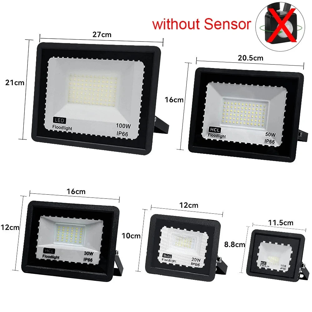 LED PIR Motion Sensor Floodlight Outdoor Wall Light White Light 100W 50W 30W 20W 10W IP66 Waterproof LED Spotlight For Garden