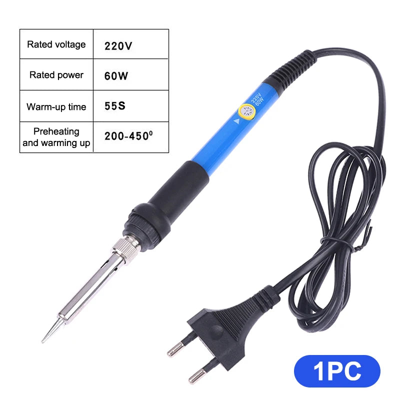Adjustable Temperature 220V 60W Soldering Iron Set DIY Circuit Welding Repair Tool Household Set Internal Heating Temperature